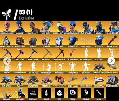 Fortnite 94 Skins | Travis Scott FA + SAVE THE WORLD