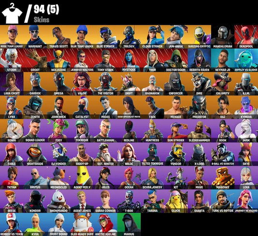 Fortnite 94 Skins | Travis Scott FA + SAVE THE WORLD