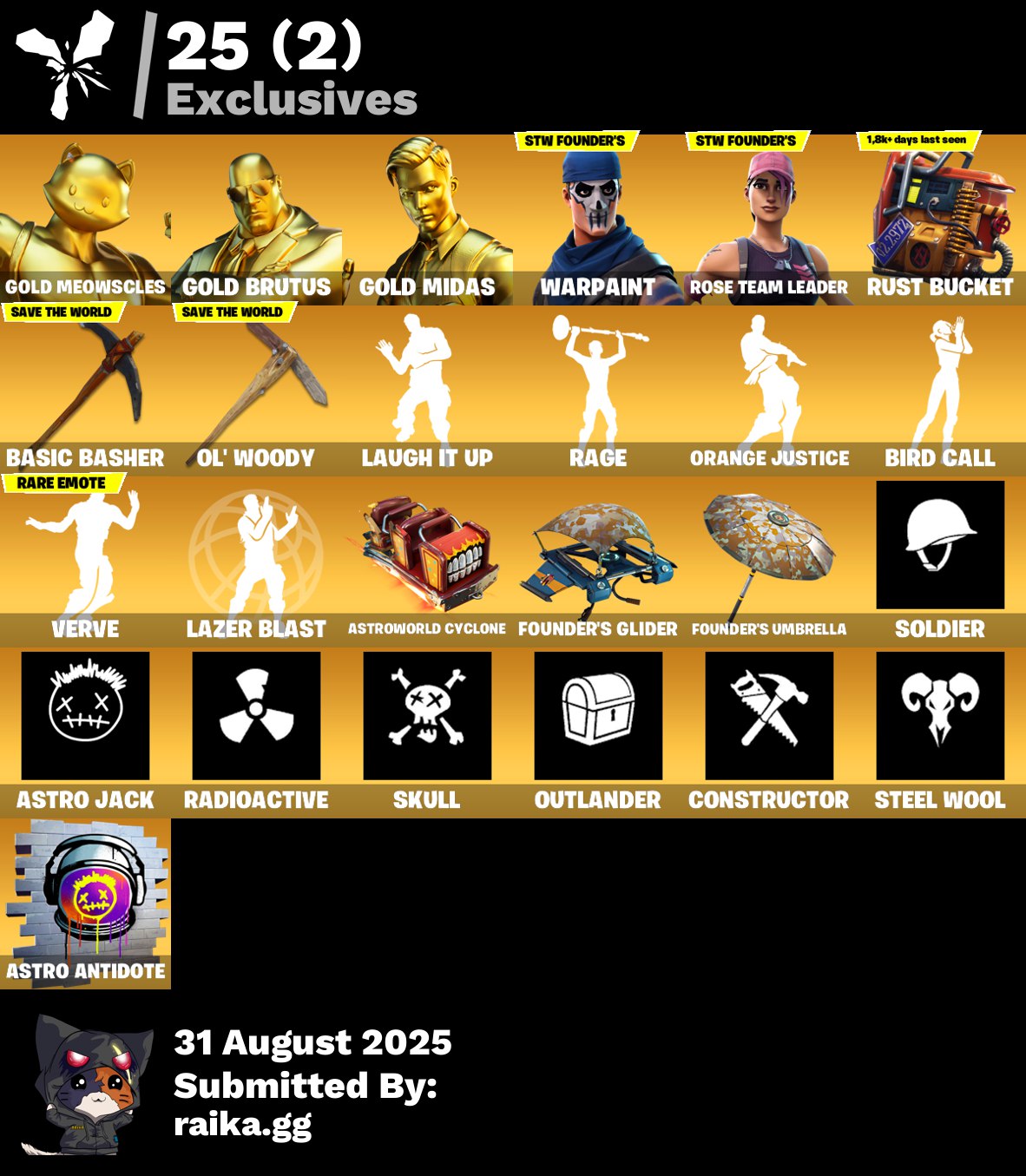 ALL PLATFORMS | 77 SKINS | OG STW SUPER DELUXE | 3 GOLD SKINS - Accelix